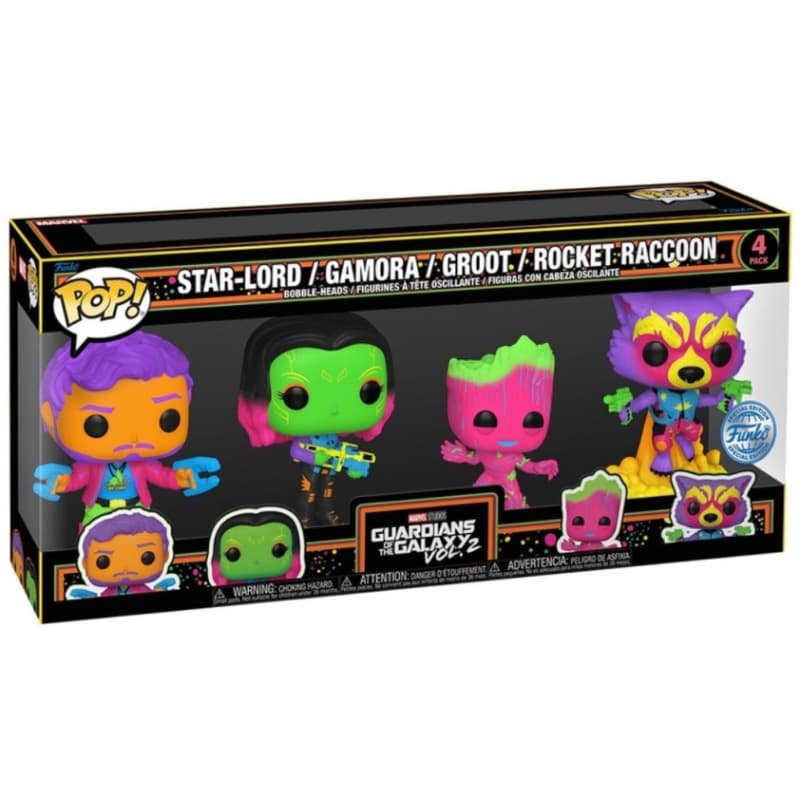 Funko Pop Marvel Black Light Glow 4 Pack Figures