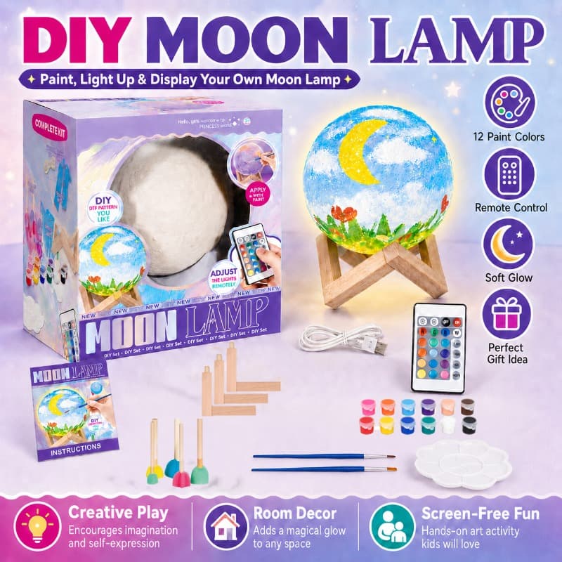 Vanilla Paint Your Own Moon Lamp Kit Usb Rechargeable Diy Craft Toy thumbnail 4