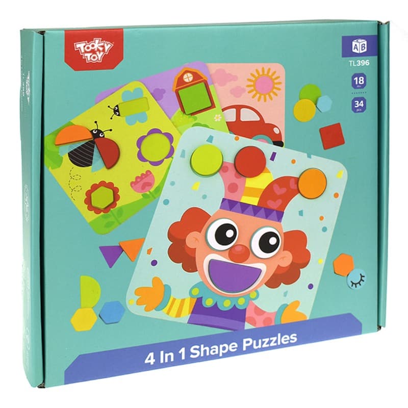 Tooky Toy - 4 In 1 Shape Puzzles