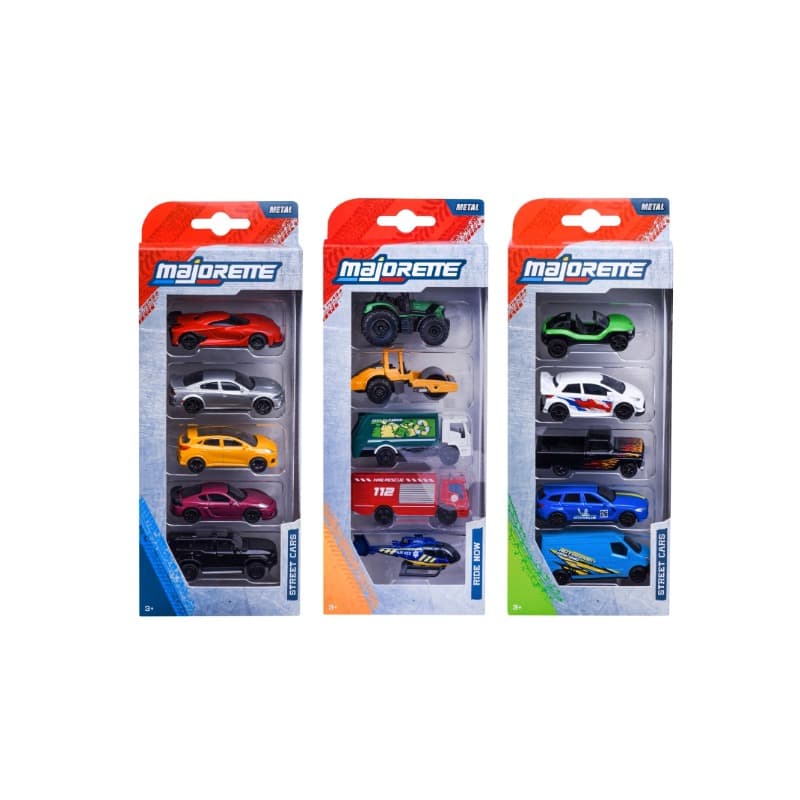 مجموعة سيارات الشوارع، 5 قطع، 3 قطع متنوعة
