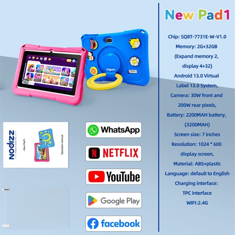 Kids Tablet 7 inches 4+32GB Blue thumbnail 4