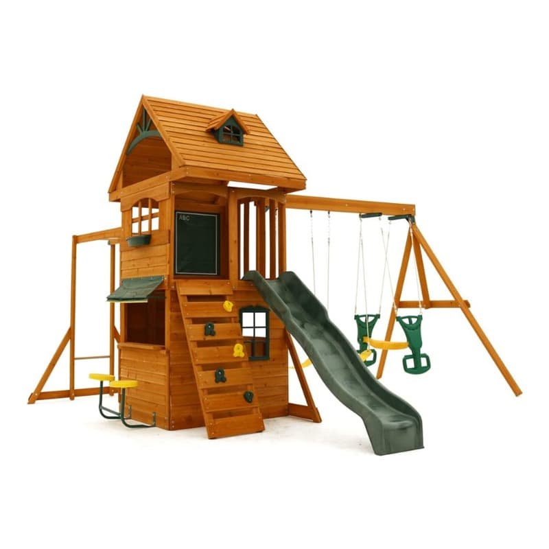 KidKraft Ridgeview Deluxe Clubhouse Wooden Swing Set