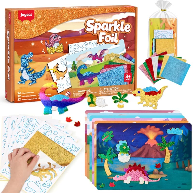 Joycat Dinosaurs Sparkle Foil Art Kit Diy Craft Toy for Kids thumbnail 2