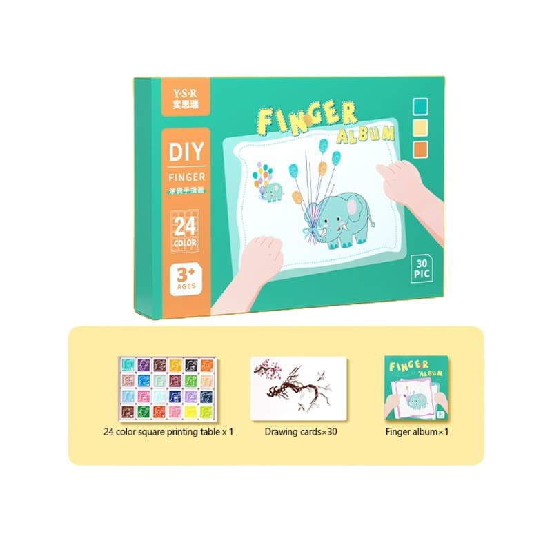 Finger Diy Printing Table and Picture Card 24 Color