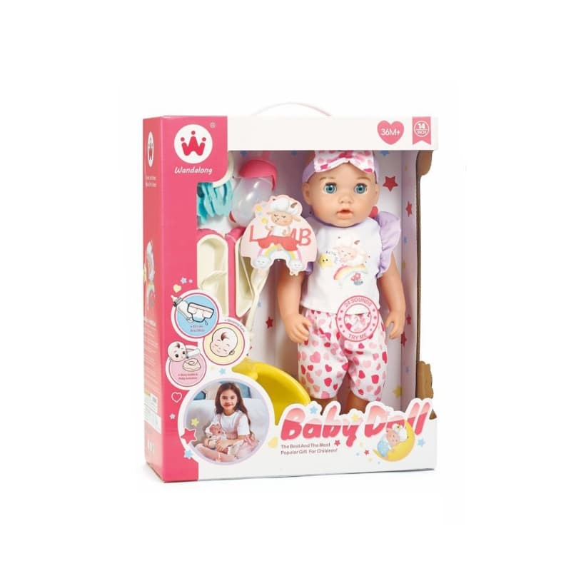 Wandalong Baby Carriage Nuturing Doll For Kids 12 Inch