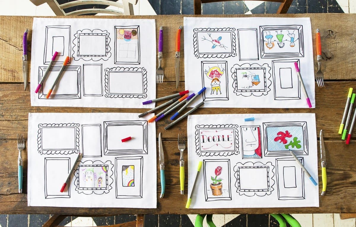 Doodle Frame Placemat Set Of 4 Color In And Design thumbnail 4