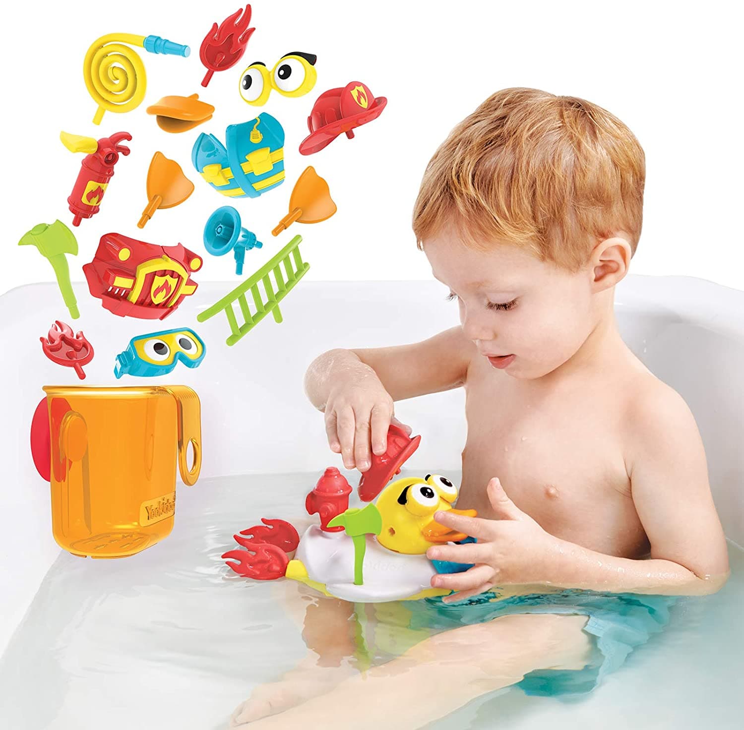 Yookidoo - Jet Duck - Create A Fire Fighter Kids Bath Toy thumbnail 4