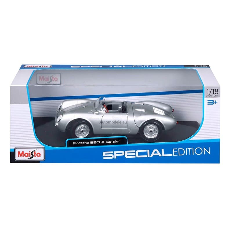 Maisto 1:18 Scale Porsche 550A Spyder Diecast Vehicle - Silver