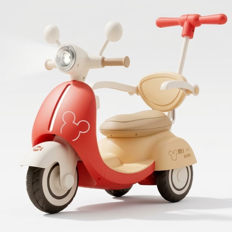 Tobbi Kids 3 Wheel Vintage Battery Ride On 6V Mickey Red