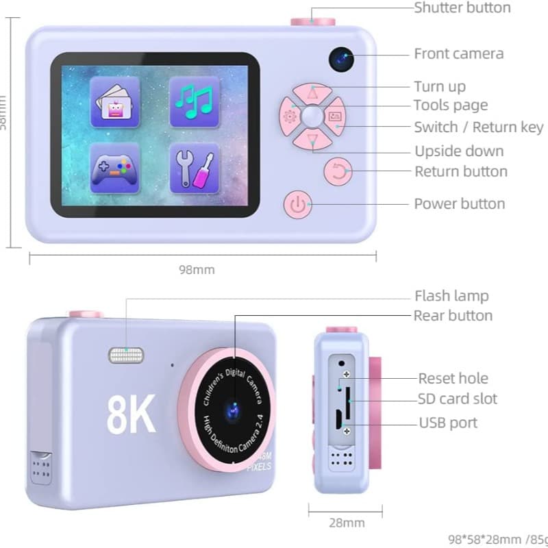 My Cam Children 8K Digital Camera - Purple thumbnail 2