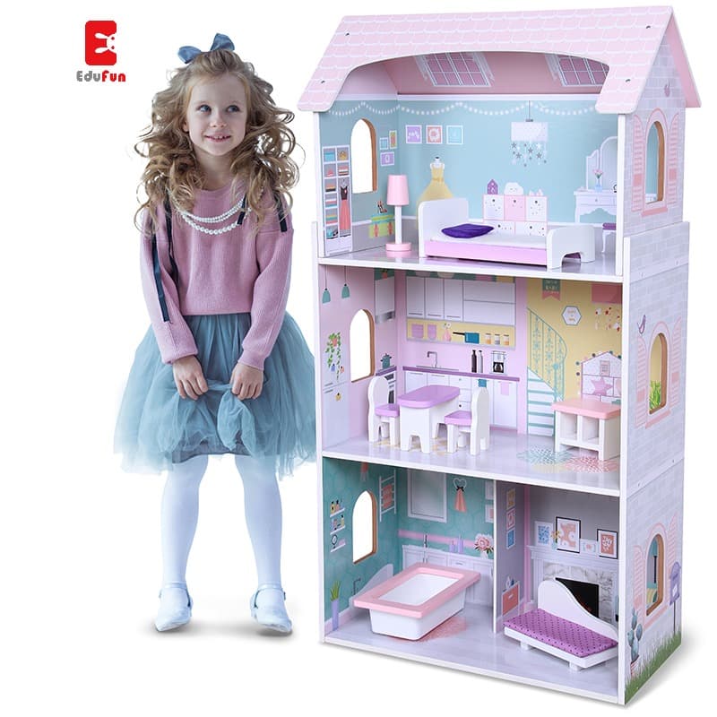 Edufun Anna Multi Story Wooden Dollhouse thumbnail 3