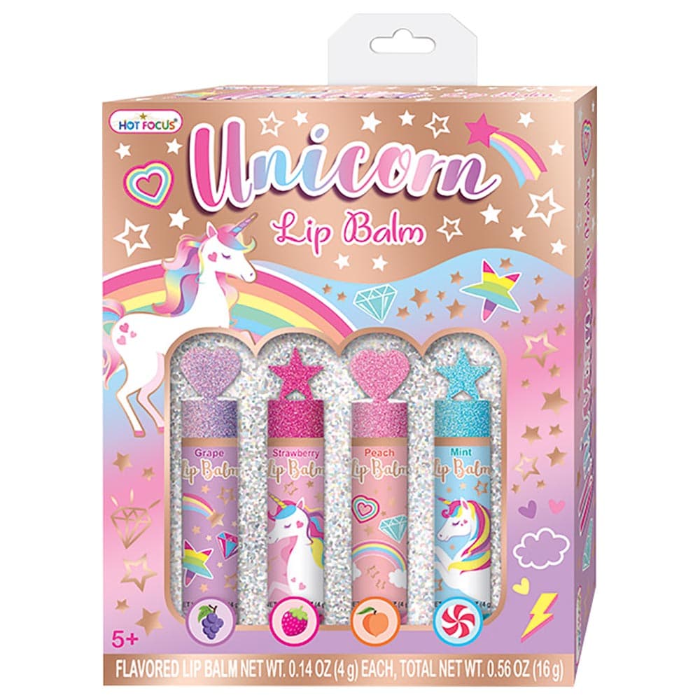 Hot Focus unicorn Scented Lip Balm Set 4Pcs