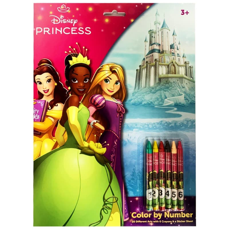 Disney Princess Color Number With Crayons And Stickers
