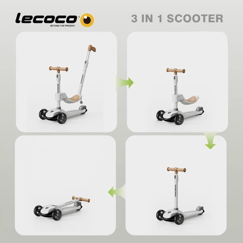 Lecoco 3 in 1 Scooter - Brown thumbnail 3