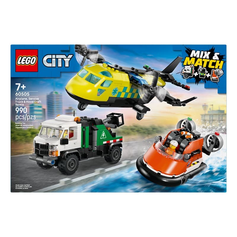 Lego Airplane Service Truck Hovercraft Rem 990 Pieces