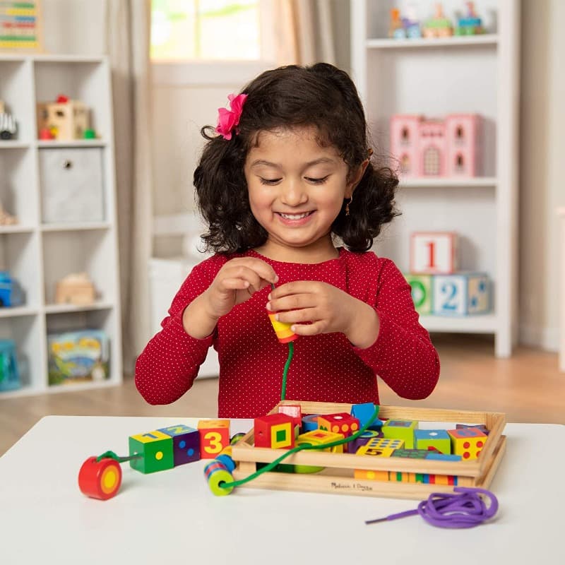 Melissa And Doug Deluxe Wooden Lacing Beads Educational Activity Toy thumbnail 3