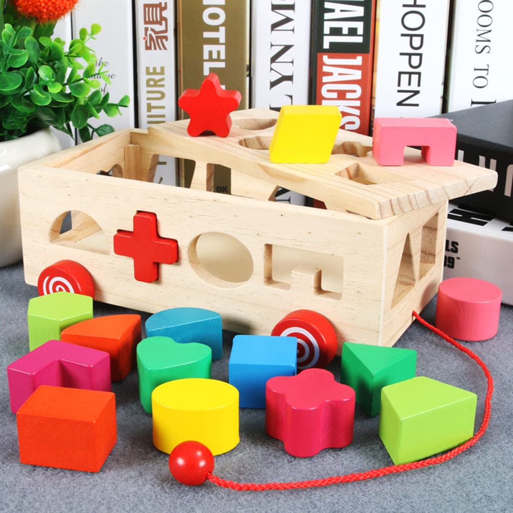 Beilaluna Shapes Wooden Box Pulling Toy Car thumbnail 2