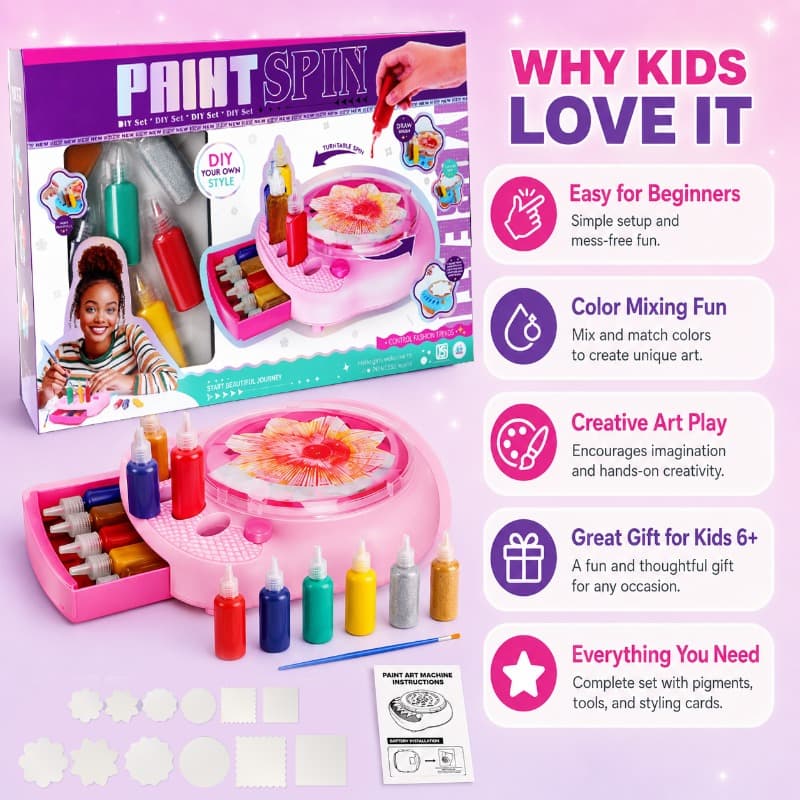 Vanilla Spin Art Machine Paint Spinner Craft Kit Toy for Kids thumbnail 4