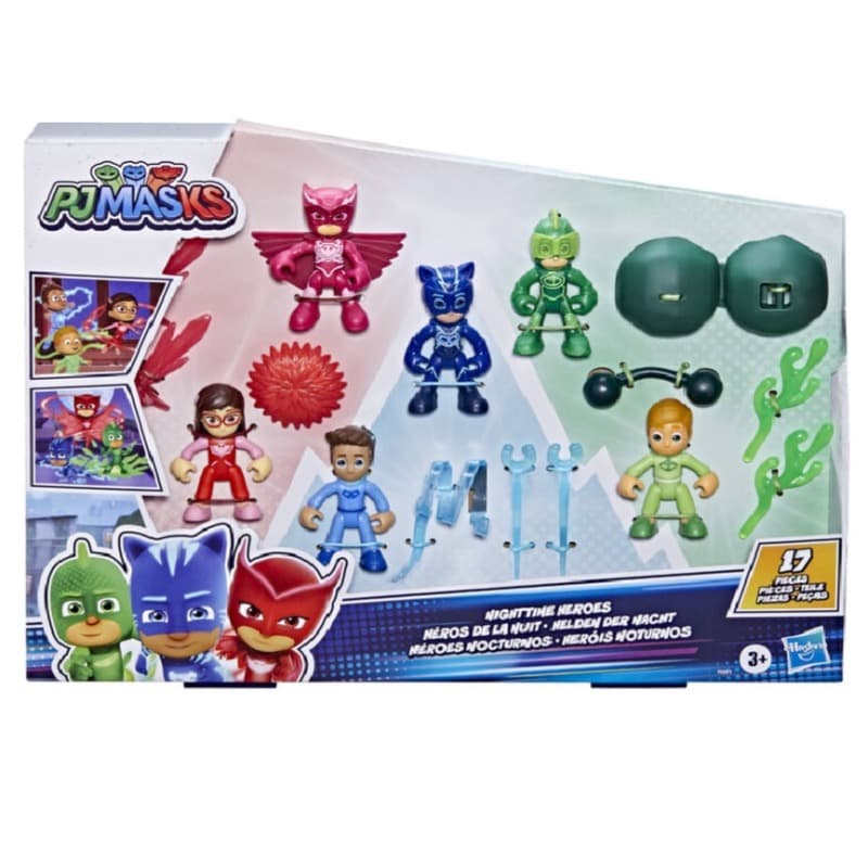 PJ Mask Nighttime Heroes Figure Pack 6 action figures and 11 accessories