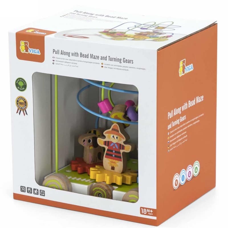 VIGA Pull Along with Bead Maze and Turning Gears