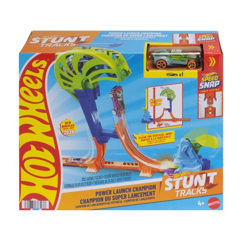 Hot Wheels Toy Car And Track Set Stunt Tracks Power Launch Champion