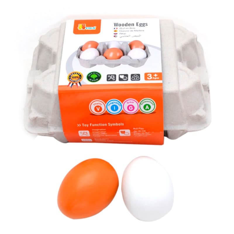 VIGA - Wooden Eggs 6 PC