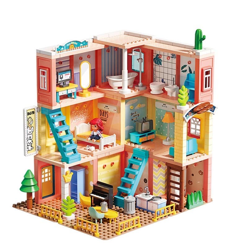 Feelo Genius Architect Multi Room Dollhouse Blocks Set 243 Pieces thumbnail 2
