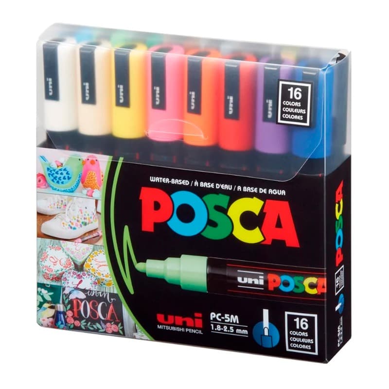 Uni Posca Paint Markers Basic Colors - 16 Color