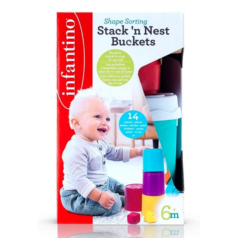 Infantino Shape Sorting Stack N Nest Buckets 10pcs