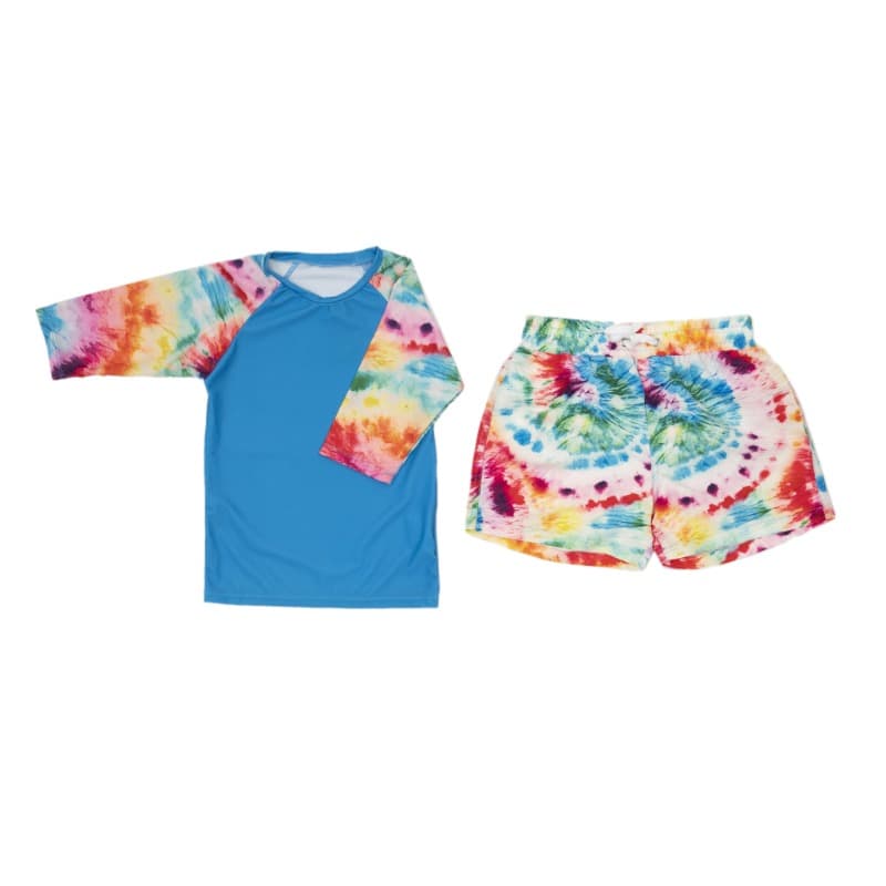 Seashell Round Rainbow Tie Die Swimsuit - Blue thumbnail 4