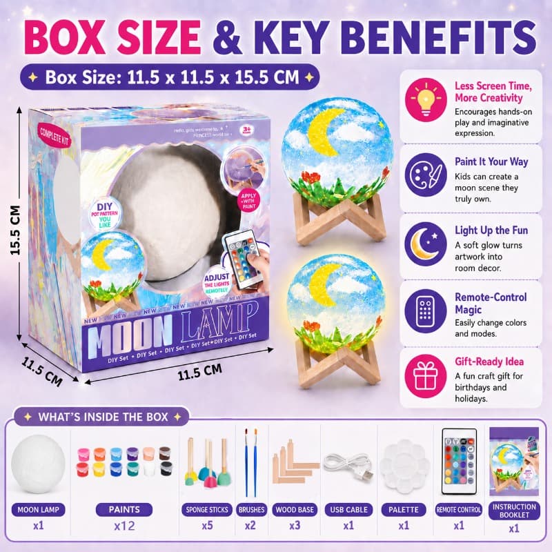 Vanilla Paint Your Own Moon Lamp Kit Usb Rechargeable Diy Craft Toy