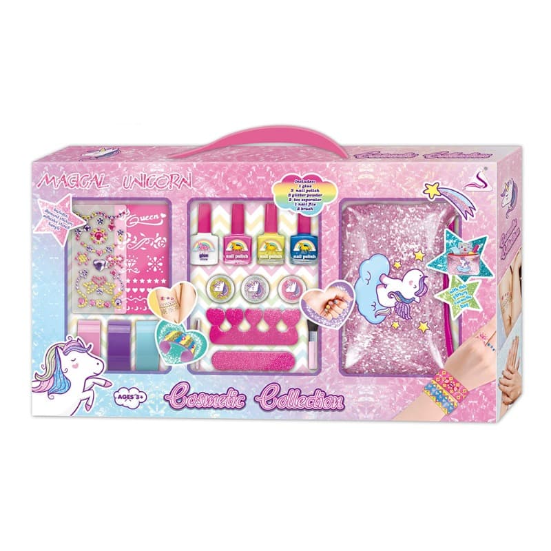 Nail Art And Makeup Set With Unicorn Pencil Case
