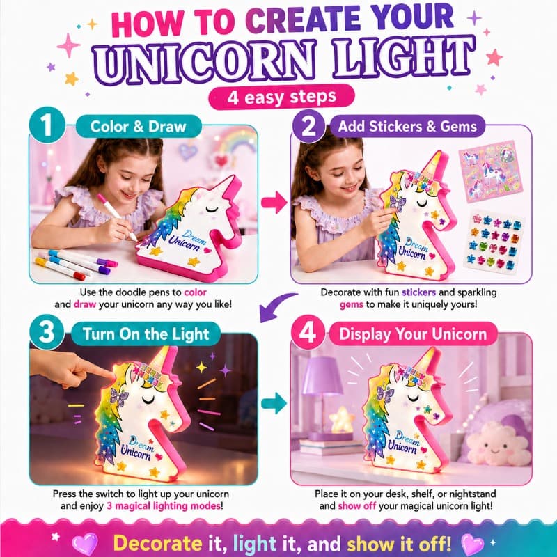 Vanilla Paint Your Own Unicorn Lamp Kit Diy Art Craft Toy for Kids thumbnail 5
