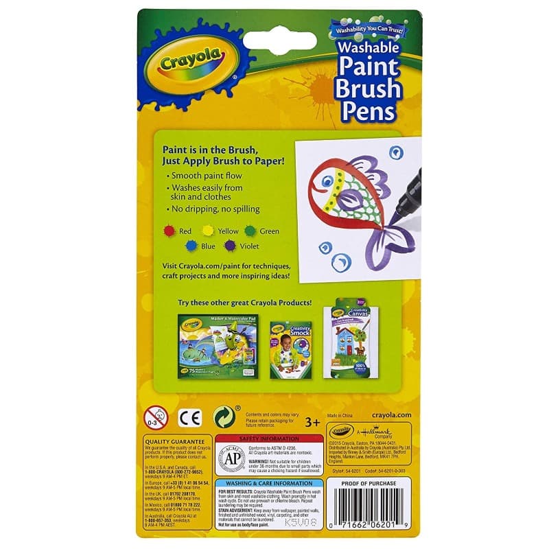 Crayola Washable No Drip Paint Brush Pens 5 Colors thumbnail 5