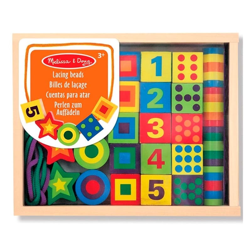 Melissa And Doug Deluxe Wooden Lacing Beads Educational Activity Toy