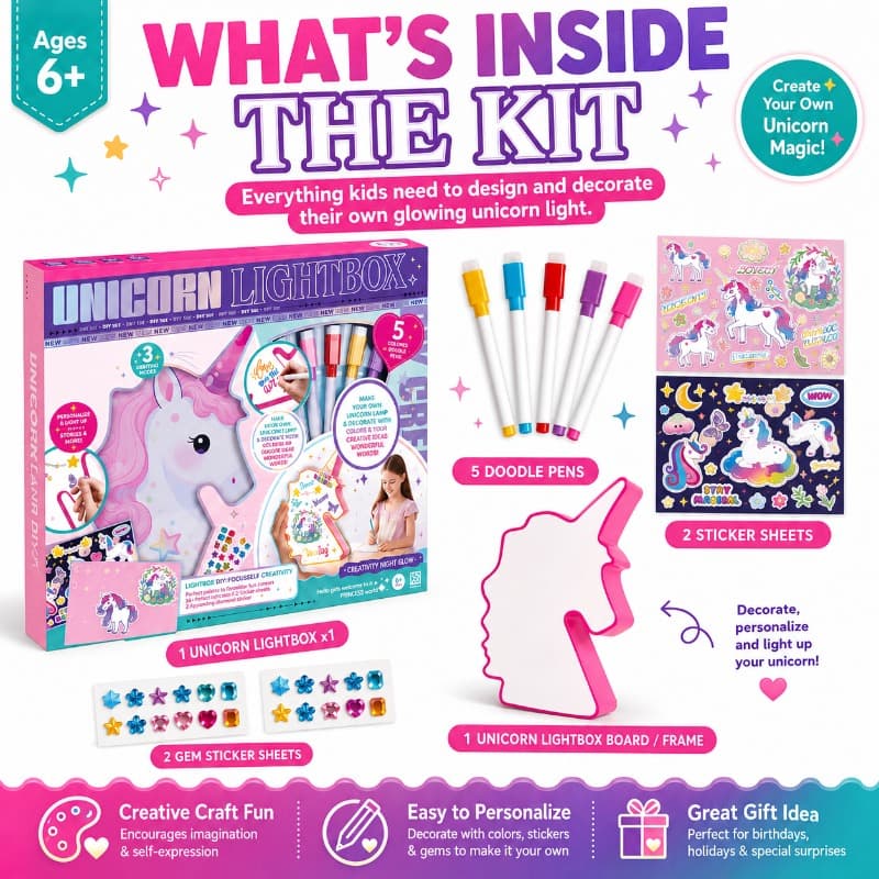 Vanilla Paint Your Own Unicorn Lamp Kit Diy Art Craft Toy for Kids