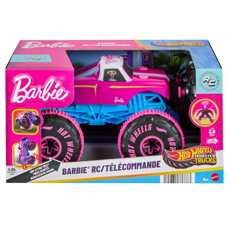Hot Wheels Barbie RC Monster Truck Pink Power Remote Control Vehicle