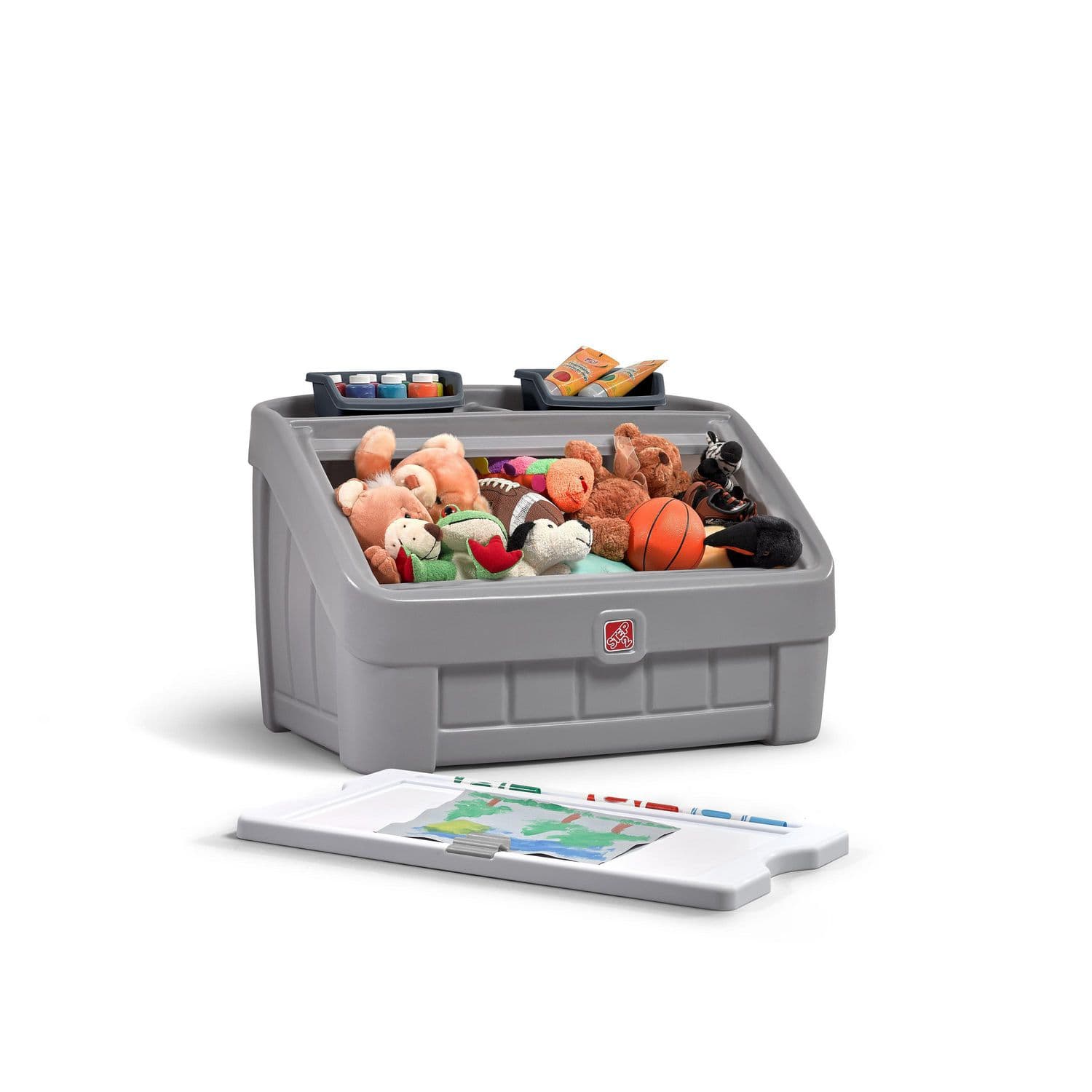 Step2 Toy Box 2 In 1 Art Lid - Gray thumbnail 2