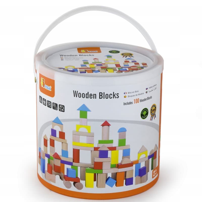 VIGA Wooden Blocks Set - 100 Pcs
