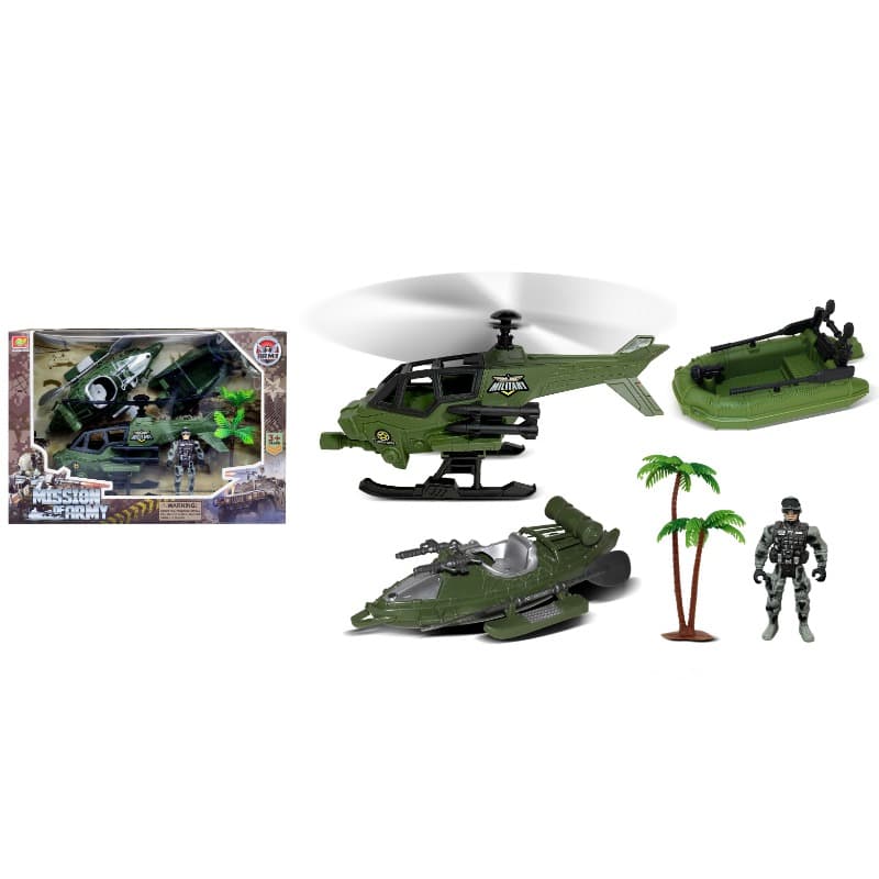 Military Set Medium Size - Mission Of Army With Helicopter