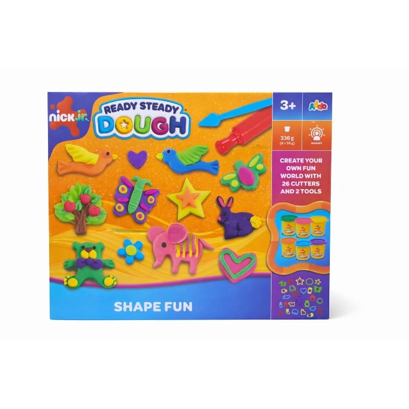Nick Jr. Ready Steady Dough Shape Fun Playset – 6 Dough Pots + 26 Cutters