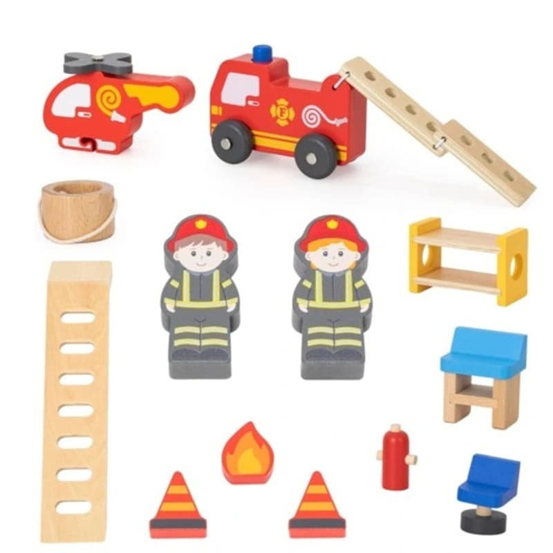 Viga Wooden Fire Station Set -14 Piece thumbnail 3