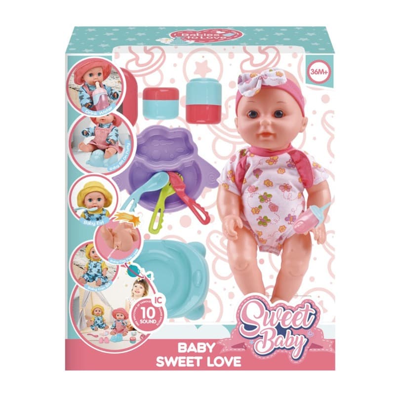 TC TOYS Baby Sweet Love Drink & Wet Doll with Accessories – 12 Inch