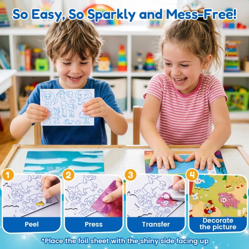 Joycat Animals Sparkle Foil Art Kit Diy Craft Toy for Kids thumbnail 2