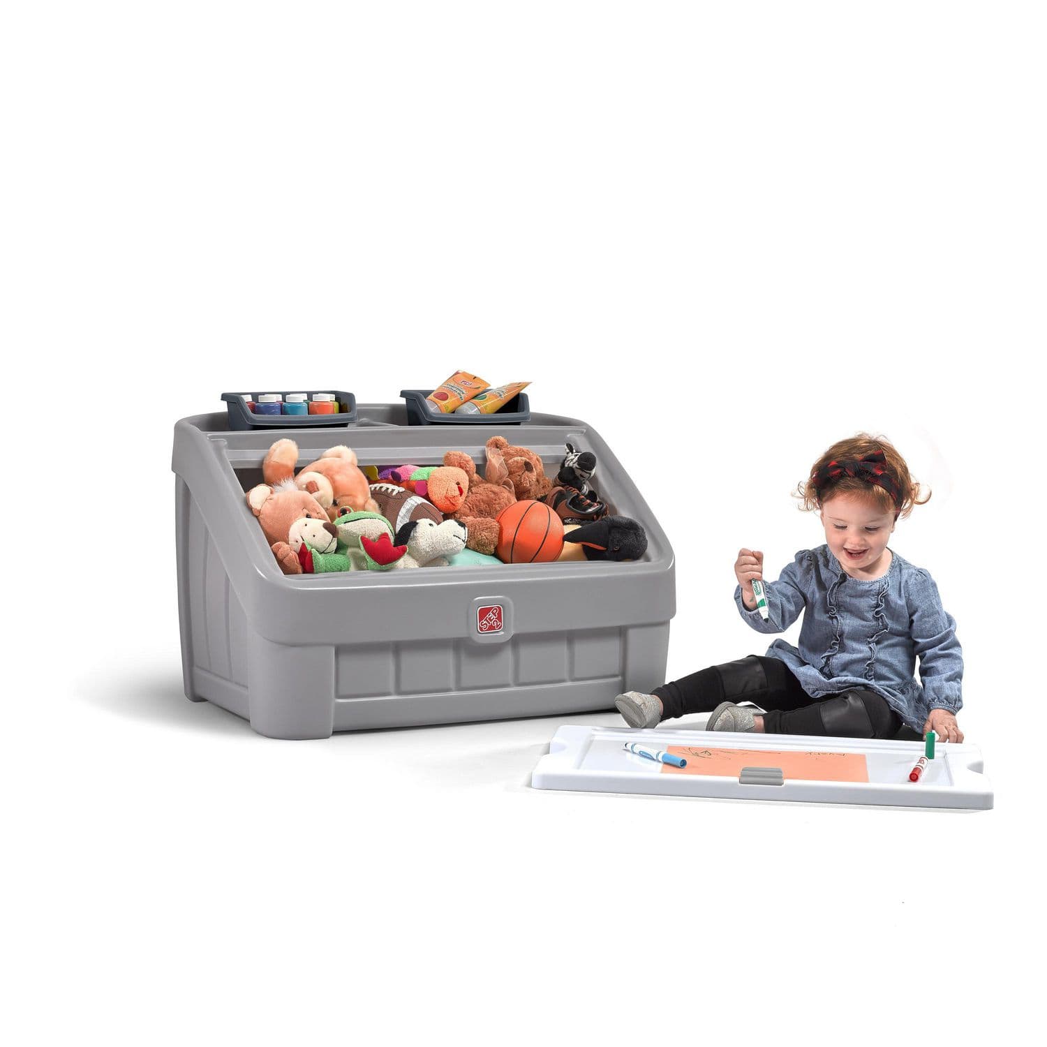 Step2 Toy Box 2 In 1 Art Lid - Gray thumbnail 3