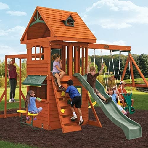 KidKraft Ridgeview Deluxe Clubhouse Wooden Swing Set thumbnail 4