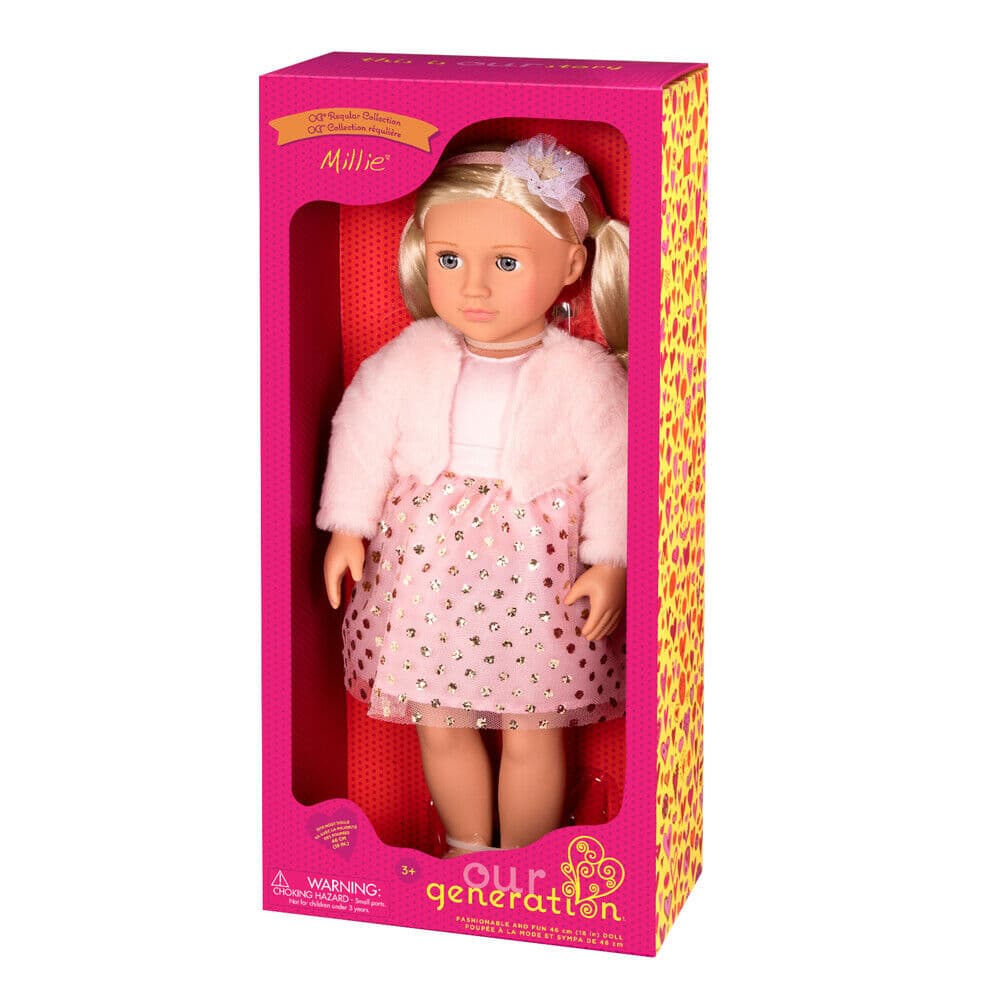 Our Generation Doll Millie in Pink Glitter Dress