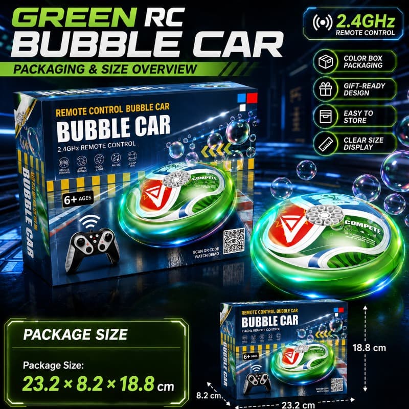 2 in 1 RC Bubble Machine Car with Lights Remote Control Toy for Kids thumbnail 2