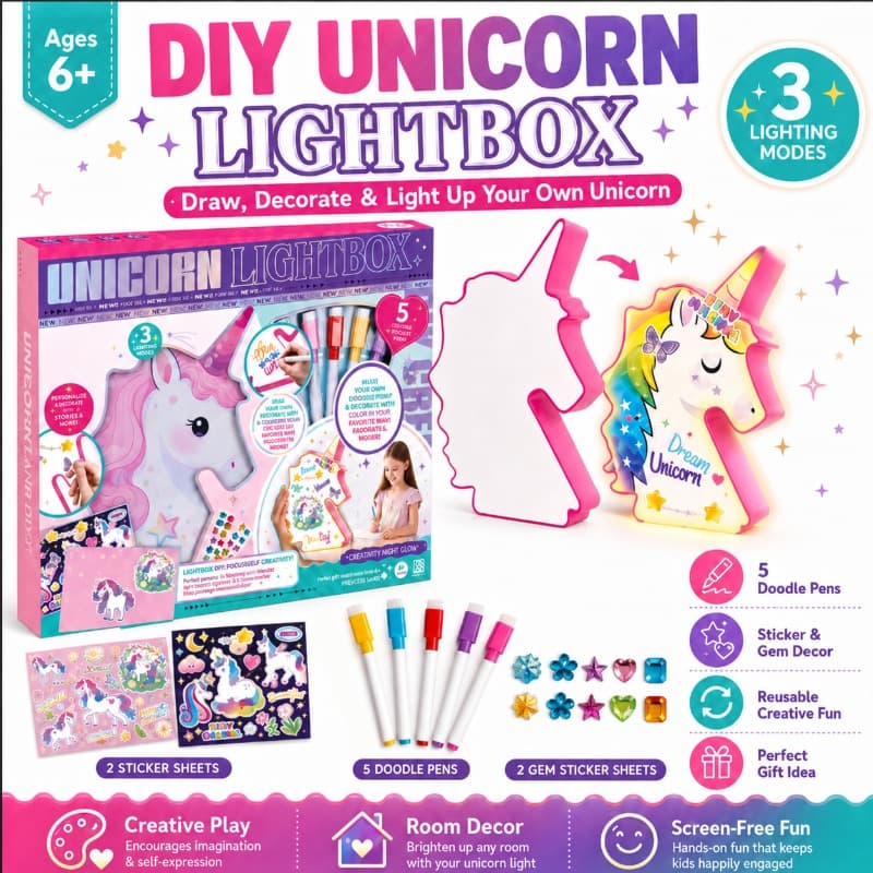 Vanilla Paint Your Own Unicorn Lamp Kit Diy Art Craft Toy for Kids thumbnail 4