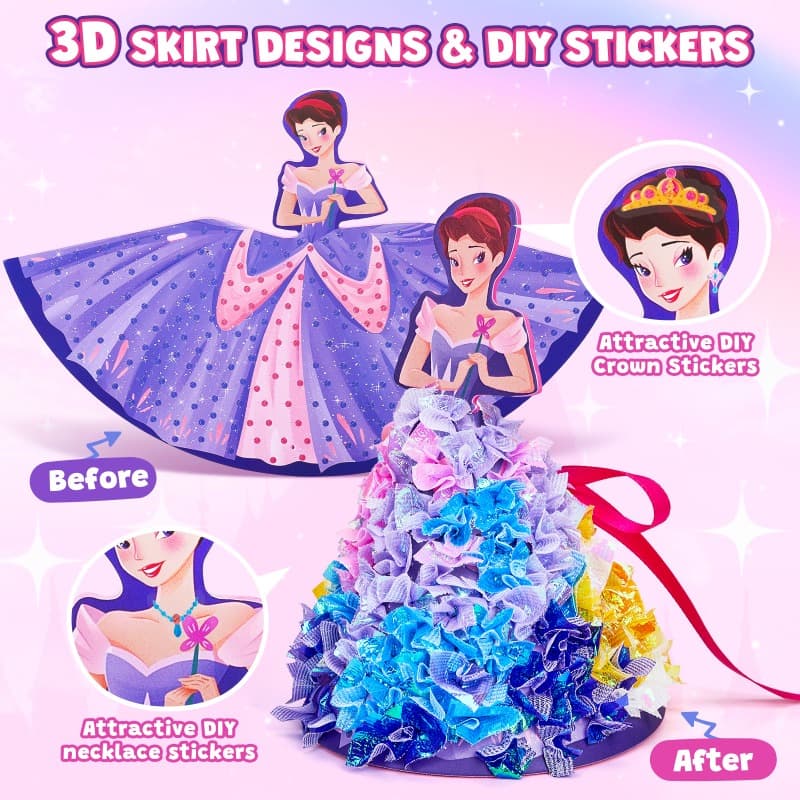 Joycat Poke In Princess Dress Up Craft Kit Diy Fabric Art Toy for Girls thumbnail 4